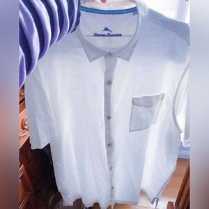 Tommy Bahama Hawaiian Button Shirt XXL/TTG  Silk‎ Leaf Pattern Pocket